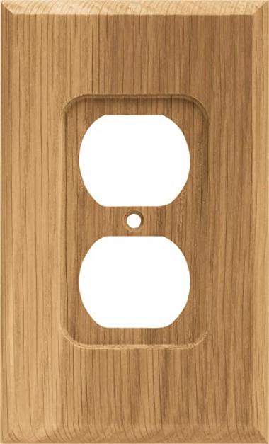 Brainerd 64665 Wood Square Single Duplex Outlet Wall Plate / Switch Plate / Cover, Medium Oak