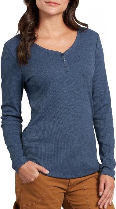 Dickies Women's Long-Sleeve 3-Button Henley Shirt