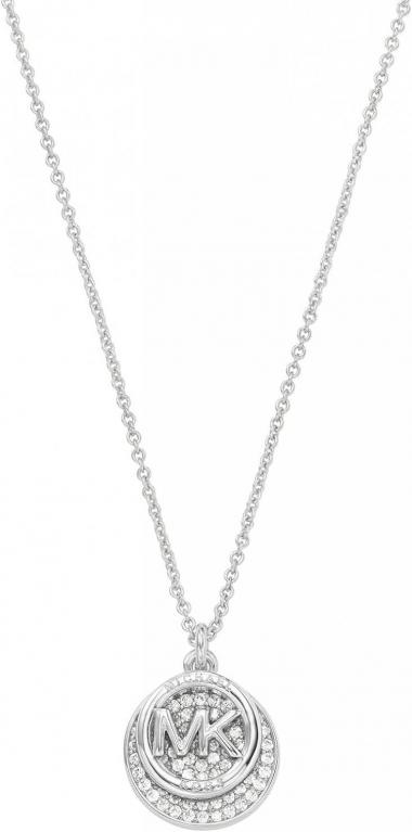 Michael Kors Women's Silver Tone Pendant Necklace With Crystal Accents