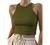 Artfish Women Casual Basic Sleeveless High Neck Rib-Knit Y2k Crop Tank Top