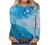 Summer 3/4 Sleeve Shirt Landscape Painting Pattern Top for Womens Three Quarter Sleeve Pullover Round Neck Tee