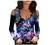 Cold Shoulder Tops for Women Vintage Floral Aesthetic Skull Print Deep V Lace Long Sleeve T Shirts Slim T-Shirt Blouse