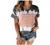 Summer 3/4 Sleeve Shirt Landscape Painting Pattern Top for Womens Three Quarter Sleeve Pullover Round Neck Tee