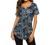 Women's Floral Printed Short Sleeve Henley V Neck T-Shirt Pleated Casual Flowy Tunic Blouse Tops