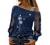 Women Casual Dandelion Printed Long Sleeve Cold Shoulder Tops Sexy Mesh Sheer Boat Neck Loose T-Shirts Jumper Pullover