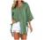 Summer Tops for Women 3/4 Sleeve V-Neck Button Down T Shirts Plus Size Top Casual Work Pockets Collared Tee Blouses