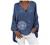 SNKSDGM Womens Cotton Linen Shirts Boho Printed Roll Up Long Sleeve Summer T-Shirt Blouse Loose Fit V Neck Tunic Tees S-5XL