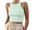 KAMISSY Women Basic Crew Neck Crop Tank Top Solid Rib-Knit Binding Crop Top