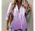 5665 Women Hawaii Button-Down Shirts, 3/4 Sleeves Casual Blouse High Low Side Slit V-Neck Beach Pockets T-Shirt Tunic Tops