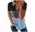 Womens Short Sleeve Summer Tops Loose Zipper Striped Casual Crewneck T-Shirt Blouses Color Block Side Split Tee Tunic