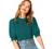 SheIn Women's Puff Sleeve Casual Solid Top Pullover Keyhole Back Blouse