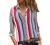 Astylish Womens V Neck Striped Roll up Sleeve Button Down Blouses Top