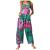 Hesxuno Jumpsuits for Women Casual Loose Plus Size Overalls Retro Print Wide Leg Buttons Jumpsuits Rompers with Pockets