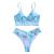 Smooto Swimsuit Women's Two Piece Bikini Set Tie-Dye Printed Cross-tie Sexy Split Bikini Push Up Hight Waist Bikini