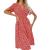 SNKSDGM Women Short Sleeve Boho Ruffle Tiered Floral Print Swing Mini Dress Casual V Neck A-Line Flowy Beach Maxi Dresses