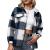 Plaid Shirt Jacket Womens Classic Crop Coat Long Sleeve Button Down Casual Shacket Short Loose Lapel Collared Outwear Top