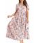 YESNO Women Casual Loose Bohemian Floral Dress with Pockets Short Sleeve Long Maxi Summer Beach Swing Dress EJF