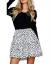 Relipop Women's Floral Flared Short Skirt Polka Dot Pleated Mini Skater Skirt with Drawstring