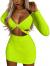 XXTAXN Women's Sexy Bodycon Deep V Neck Long Sleeve Cut Out Club Mini Dress