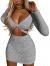 XXTAXN Women's Sexy Bodycon Deep V Neck Long Sleeve Cut Out Club Mini Dress