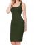 DAY VILLAGE Women's Square Neck Sleeveless Bodycon Midi Length Casual Dress