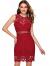 Verdusa Women's Sleeveless Scalloped Hem Fitted Floral Lace Bodycon Dress