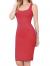 DAY VILLAGE Women's Square Neck Sleeveless Bodycon Midi Length Casual Dress