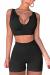 FAFOFA Seamless Workout Sets for Women Ribbed Sport Bra High Waist Running Shorts Gym 2 Piece Yoga Sets