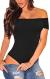 Ancapelion Women’s Off Shoulder Short Sleeve Bodysuit Sexy Stretchy Bodycon Top