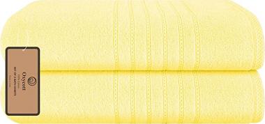 Oxycott 100% Cotton Set of 2 Bath Sheets Oversized 33x68, Ultra Soft Absorbent Quick Dry Extra Large Bath Sheets for Bathroom, Hotel Quality Luxury Set Bath Sheet Towels for Adults, Pale Yellow