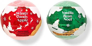 Bath & Body Works 2021 Holiday Traditions Bath Fizzy Duo Gift Set - Vanilla Bean Noel and Winter Candy Apple - Full Size