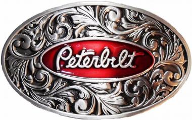 TotalShop Peterbilt Truck Belt Buckle, Red Silver