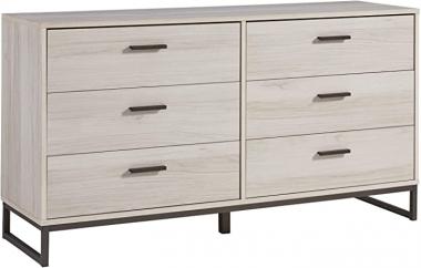 Signature Design by Ashley Socalle Modern Industrial 6 Drawer Dresser, Natural Beige