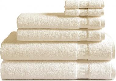 Cotton Cozy 500 GSM 100% Cotton 6 Piece Towel Set (Ivory) - 2 Bath 2 Hand & 2 Washcloths, Classic American Construction, Hotel Quality Ultra Soft Highly Absorbent for Bathroom, Machine Washable