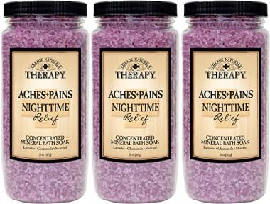 Village Naturals Therapy Aches and Pains Nighttime Relief Mineral Bath Soak, 20oz (3 Pack)