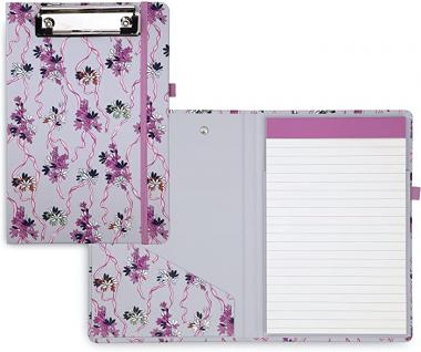 Vera Bradley Pink Floral Mini Clipboard Folio with Refillable 9"x6" Lined Notepad, Interior Pocket, and Pen Loop, Hope Blooms