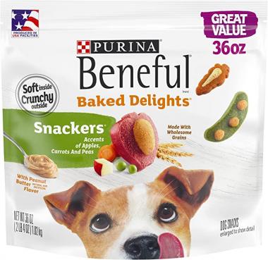 Purina Beneful Made in USA Facilities Dog Training Treats, Baked Delights Snackers - 36 oz. Pouch