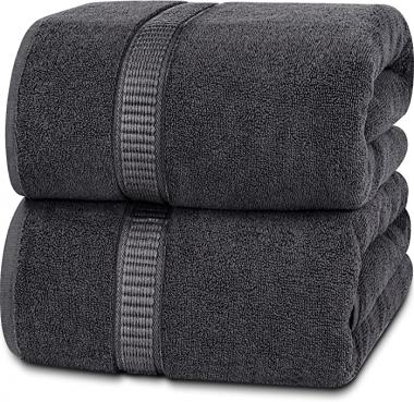 Utopia Towels - Luxurious Jumbo Bath Sheet - 600 GSM 100% Ring Spun Cotton Highly Absorbent and Quick Dry Extra Large Bath Towel - Super Soft Hotel Quality Towel (35 x 70 Inches, 2-Pack) (Grey)