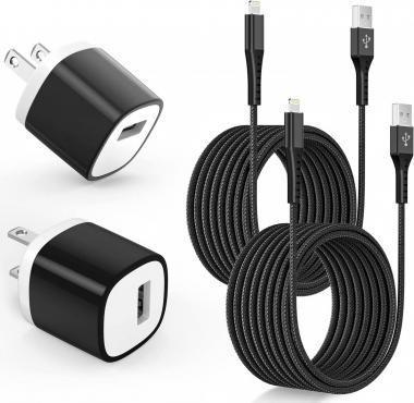 iPhone Charger,Long 10ft Apple Charger for iPhone 2Pack[Apple MFi Certified] Braided Fast Charging Lightning Cable Cord USB Wall Charger Block Plug for iPhone 13 12 11 Pro Max XR XS X 8 Plus 7 SE iPad