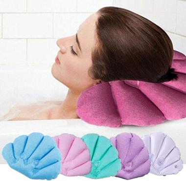 Bathtub Pillow,Inflatable Terry Cloth Bath Pillow With Suction Cups Neck Support Bath Pillows For Tub Bathtub Cushion - Random Color (Color : Random Color)