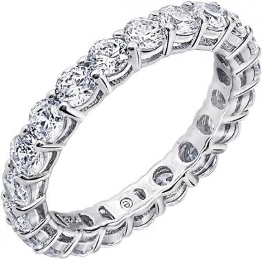 Amazon Collection Platinum or Gold Plated Sterling Silver All-Around Band Ring set with Round Infinite Elements Cubic Zirconia