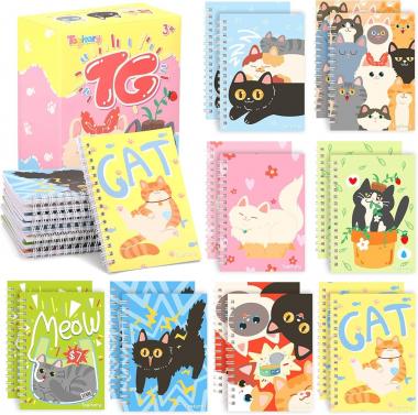 Tagitary Mini Notepads Cat Style Journal Notebooks,5.7X4 INCH Cat Themed Party Favors,16 PCS Small Pocket Notebooks,Fun School Classroom Prizes Goodie Bag Stuffers,Birthday Party Supplies for Kids