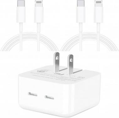 [Apple MFi Certified] iPhone 14 Fast Charger, MIRAREED 35W Dual USB-C PD GaN Power PPS Charger with 2Pack 6FT Type C to Lightning Quick Charging Sync Cord for iPhone 14 13 12 11 Pro/XS/XR/iPad/AirPods