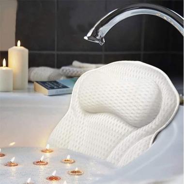 Bath Tub Pillow Headrest, Soft SPA Bath Pillow for Neck & Back Support with 4D Air Mesh for for Luxurious Bathing