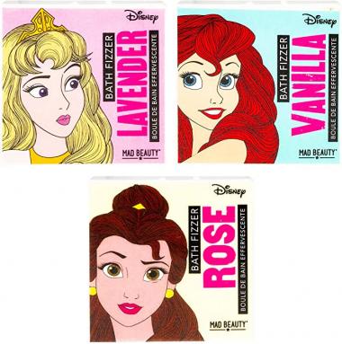 Mad Beauty Disney Princess Trio of Bath Fizzers | Pack of 2 Trios - Lavender, Vanilla, Rose | Bath Bombs Balls for Spa Skincare Gift Women