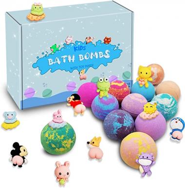 Bath Bombs for Kids Girls Boys Teens with Surprise Toys Inside Kid Natural Bath Bomb 12 Pack Bubble Fizzes Bath Bombs Gift Kit for Birthday Christmas