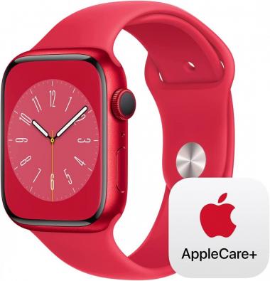 Apple Watch Series 8 [GPS + Cellular 45mm] Smart Watch w/(Product) RED Aluminum Case w/ (Product) RED Sport Band - M/L with AppleCare+ (2 Years)