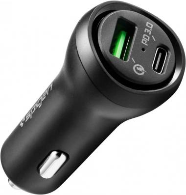 Spigen USB C Car Charger, 45W Dual Port Car Charger Fast Charge (PD Charging 27W + Quick Charge 18W) Type C Car Adapter for iPhone 13 Pro Max 13 Mini 12 11 iPad Galaxy S21 Ultra S20 FE Note 20 Plus