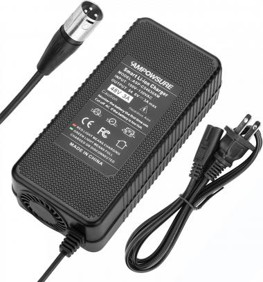 AMPOWSURE 54.6V 3A Charger XLR Universal for 13S 46.8V & 48V Lithium Battery of Most Device