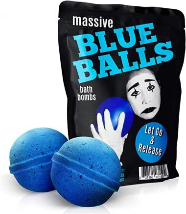 Massive Blue Balls Bath Bombs - Sad Mime Design - Funny Bath Bombs for Men - XL Bath Fizzers, Giant Blue Bath Bombs, Handcrafted in The USA, 2 Count